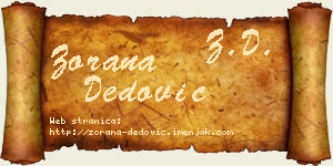 Zorana Dedović vizit kartica